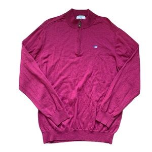 Southern Tide The Skipjack Plum 100% Merino Wool Quaterzip Sweater XL